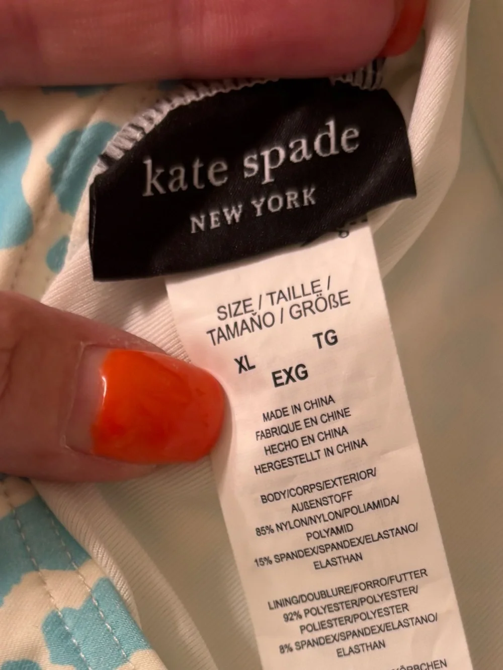 New w/out tags beautiful Kate Spade white/aqua animal print swimsuit. Sz XL.